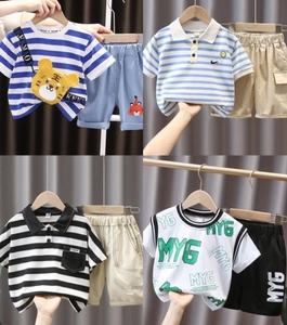 Premium Yazlık Yeni Stil Yüksek Kaliteli Pamuklu Moda Tasarım Çocuk Giyim Stok Balyaları Erkek Kız Çocuk Bebek Giysileri - Product Image 1