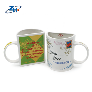 Creative 11oz personnalisé demi-forme imprimé en céramique <span class=keywords><strong>Couple</strong></span> <span class=keywords><strong>tasse</strong></span> pour cadeau promotionnel en gros - Product Image 2