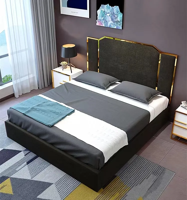 Лидер продаж, набор деревянных подставок для хранения, итальянская дизайнерская двуспальная кровать с подставкой для хранения, кровати большого размера
