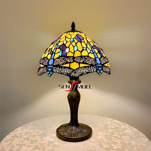 Sensmuel Factory Direct Stained <strong>Glass</strong> Style Hand Soldering Process Dragonfly <strong>Table</strong> Lamp LED Color <strong>Glass</strong> Decorative <strong>Light</strong> - Product Image 4