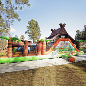 Parcours d'obstacles gonflable sur le theme de la jungle <b>inflatable</b> bounce house obstacle course for adults - Product Image 2