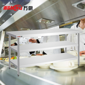 Thực phẩm thương mại chuẩn bị bàn làm việc bằng thép không gỉ Nhà Hàng kim loại nặng 2 tầng bàn làm việc phẳng - Product Image 3