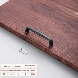 Pegangan padat paduan baja tahan karat Eropa hitam polos Modern untuk lemari sepatu permukaan pintu dudukan perabotan perangkat keras - Product Image 6