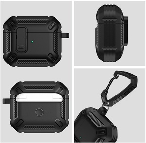 Estuche de bloqueo para <span class=keywords><strong>AirPods</strong></span> <span class=keywords><strong>4</strong></span> Funda protectora de silicona a prueba de golpes con llavero para Apple <span class=keywords><strong>Airpods</strong></span> 4th Generation 2024 Lanzado - Product Image 2