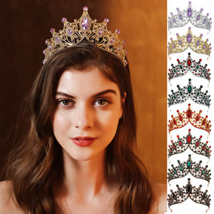 Vintage <strong>Royal</strong> Baroque Wedding Hair Accessories Bridal Princess Queen Pageant Crystal Crown and <strong>Tiara</strong> for Party Gift - Product Image 2