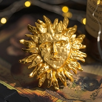 Broche en or 24 carats XILIANGFEIZI, vente directe usine, motif soleil et visage tridimensionnel, style grec mystérieux et rétro