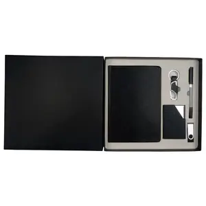 Pc portable de luxe pour entreprise, en PU, avec porte-clés, porte-carte, ensemble cadeau en cristal, pour la fête des pères, cadeau d'affaires