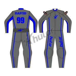 Combinaison de course moto personnalisée grande taille bleu-noir, hiver/été, 1 pièce, coupe-vent, ignifuge, respirante - Product Image 1