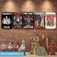 Plaque Métallique Décorative Vintage Pompier 20x30 - Meilleure Vente - Impression UV - Collection Art Murale Héroïque