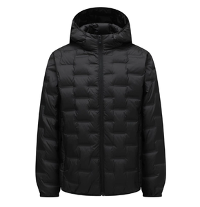 Veste d'hiver pour homme en tissu double couche de couleur unie, patchwork, à capuche, décontractée, chaude - Product Image 4