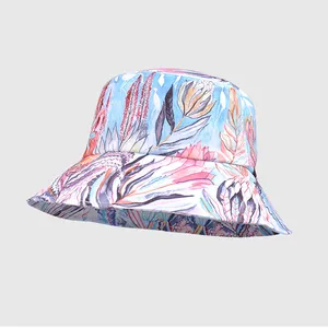 Оптовая продажа, простая хлопковая шляпа рыбака с цветочным принтом, дизайнерская шляпа для взрослых и женщин