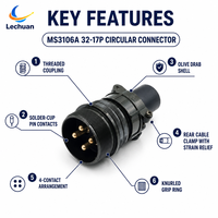 Connecteur circulaire MS3106A 32-17P série 5015, 4 broches mâle, prise droite, montage sur câble, groupe électrogène, machines lourdes