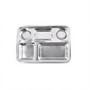 Square 3 <b>Compartment</b> Stainless Steel <b>Lunch</b> <b>Box</b> Serving Hospital Plate Eco-Friendly LFGB Certified Color Enamel School Tray - Product Image 1