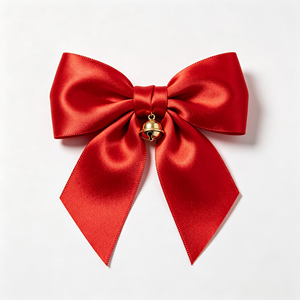 Nœud en ruban de satin rouge vif fait main, pré-noué, pour emballage cadeau de Noël haut de gamme, fête du Nouvel An, ou comme pince à cheveux - Product Image 1