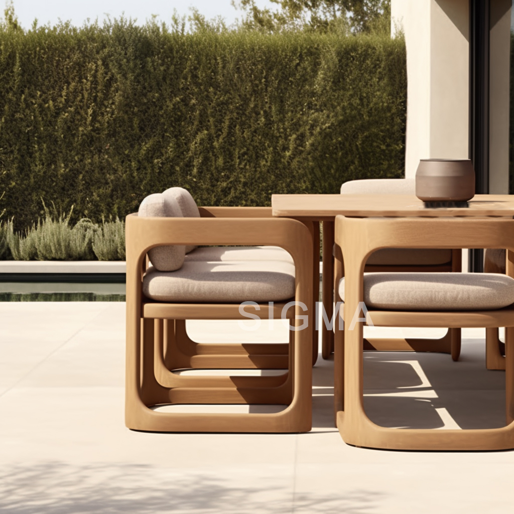 High-end Simplicity garden furniture Teak wood hotel garden luxury armchair dining chairs