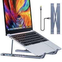 USB C Alüminyum Alaşımlı Laptop Bağlantı İstasyonu Standı, Tablet Standı 8'i 1 Arada USB C Hub, 4K 2 USB 3.0 PD 100W, MacBook için