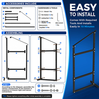 Supports d'étagères pour conteneurs de transport JH-Mech, robustes, sans outil, faciles à installer, 3 niveaux, en acier au carbone noir mat
