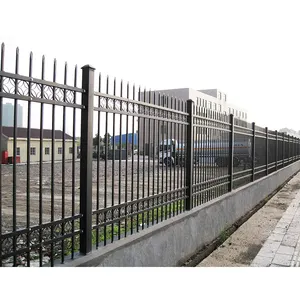 6 Foot 3x3 Metal Garden Iron Fence Panels Outdoor Metal Steel Tubular Fences Modern Wrought Iron Zinc Steel Fence