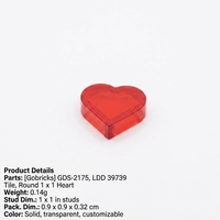 Gobricks GDS-2175 Vente en gros de pièces de blocs de construction Tuile 1x1 Cœur LDD 39739 118480 Décoration Saint-Valentin Pièces de rechange MOC pour blocs de construction