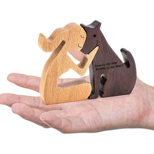 Wooden Carved <b>Dog</b> <b>Ornament</b> Engraved Pet Souvenir Gift Modern Nordic Decoration Eco Friendly Animal Figurine - Product Image 5