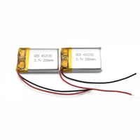 Batterie Li-polymère rechargeable GEB OEM de petite taille 402030 3.7V 200mAh avec câble et connecteur personnalisé pour montre intelligente