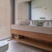 Meubles de salle de bain muraux au design simple et personnalisé, résistants à l'eau, avec miroir et lavabo pour hôtels