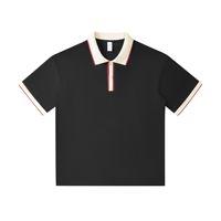 Nouveau T-shirt Polo 240g à Bordures Contrastantes, Coupe Ample et Oversize, Blocs de Couleurs, Manches Courtes, Uni, Unisexe, Décontracté, Fourniture en Gros Usine