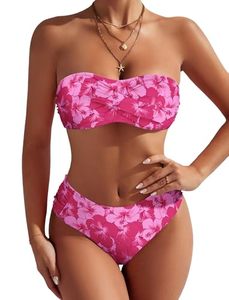 ZAFUL Summer Women's Strapless Twist Bandeau Bikini 2 Piece Swimwear Cheeky Solid Lace up BIKINIS &amp; <strong>BEACHWEAR</strong> - Product Image 4