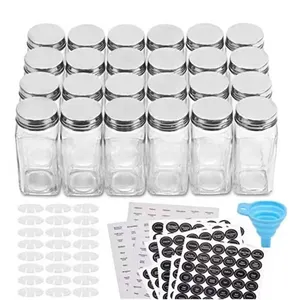 120ml 180ml pots à épices carrés en verre avec Shaker Insert Tops tamis Bouchon hermétique Entonnoir tableau personnalisé 4oz 6oz bouteille de sel