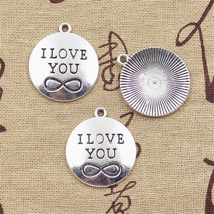 Ciondoli fatti a mano infiniti 28x24mm ti amo per sempre ciondoli Vintage tibetano Color argento per collana braccialetto fai da te per bambini - Product Image 4