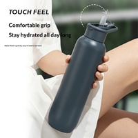 Bouteille d'eau sport portable d'extérieur en acier inoxydable 304 à double paroi isolée sous vide avec poignée, isolation thermique 12-24 heures