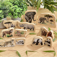 Ensemble de figurines d'animaux de la forêt en bois, jouets en bois, figurines d'animaux, jouets éducatifs préscolaires pour enfants