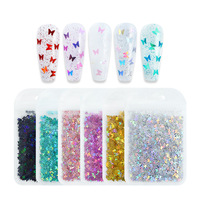 ZHI JIA 2g/Sac Paillettes 3D Laser Papillon Brillantes Bling Bling en Plastique pour Nail Art Strass Colorés Accessoires de Manucure DIY Papier