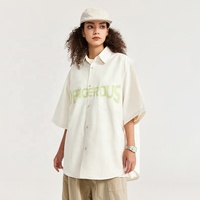 INFLATION encre impression lettre graphique personnalisé chemises surdimensionnées Streetwear fabricant qualité hommes chemises décontracté unisexe