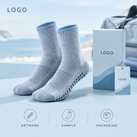 Chaussettes de football anti-humidité à grip, bleu poudré, coupe mi-mollet, ajustement sûr sur le terrain, pour crampons fins, OEM, marque privée, échantillonnage en vrac, emballage