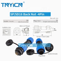 Extérieur circulaire industriel 4P montage sur panneau M16 SP SD16 écrou arrière mâle femelle prise câble d'alimentation 4pin connecteur étanche