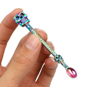 Sendok logam Mini desain tengkorak warna pelangi Scooper logam kerajinan grosir - Product Image 4