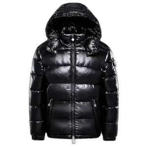 Veste d'hiver matelassée pour homme avec logo personnalisé, fermeture éclair unie, coupe oversize, épaisse, de luxe, sportive, très brillante - Product Image 2