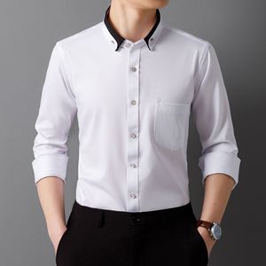 Men's Long Sleeve Button Up Shirt Contrast Collar Pocket Formal Business Casual <b>Office</b> Wear - Product Image 4