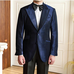 الرجال ضئيلة تناسب متعرجة سهرة سترة العريس مع اثنين من الأزرار اللباس الرسمي مأدبة الزفاف معطف بدلة لامعة - Product Image 5