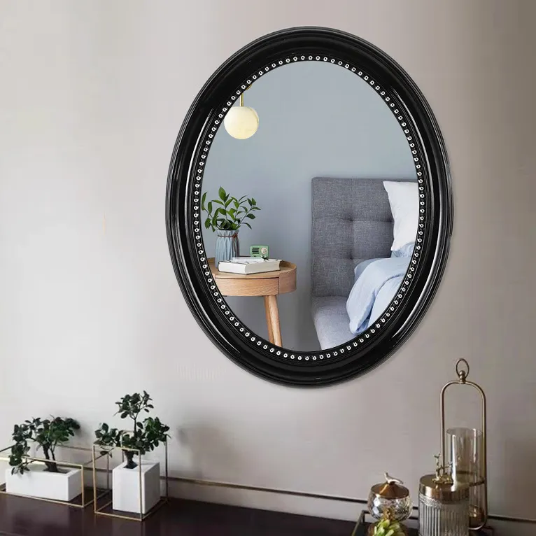 Resin Vintage Black Oval Shape Framed Decorative Wall Mirror