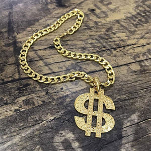 Colgante con signo de dólar para mascotas, cadena de joyería decorativa para cachorros y gatos, <span class=keywords><strong>Collar</strong></span> de cadena de oro con eslabones cubanos ajustables - Product Image 2