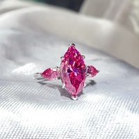 Bague pour femme en argent S925 avec 3 pierres de moissanite rose marquise 6 carats, style européen, bijoux en gros