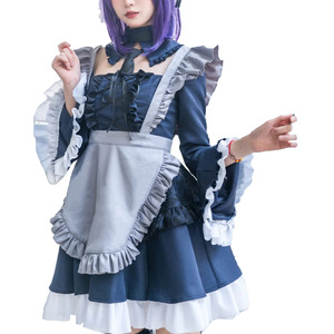 Kitagawa Kaimu Costume de cosplay de demoiselle d'honneur pour femme adulte, tenue de déguisement anime, bleu et blanc, tablier à volants, manches longues - Product Image 3
