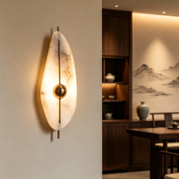 Applique murale en cuivre et marbre de luxe léger, style zen chinois, LED 3000K lumière chaude pour bureaux, salons de thé, chambres d'hôtel