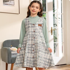 Ensemble quotidien pour fille deux pièces automne/hiver robe à fleurs douces avec vêtements pour enfants transfrontaliers de loisirs au genou - Product Image 3