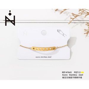 Bracciale in Acciaio Inossidabile con Stella a Cinque Punte Traforata, Braccialetto alla Moda - Product Image 2