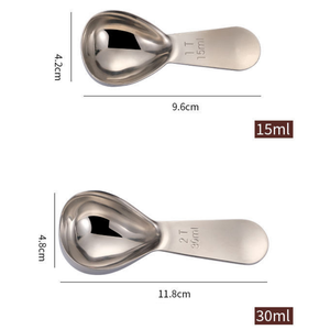 Ensemble de cuillères doseuses de haute qualité en acier inoxydable, 2 pièces, manche court, 30/15 ml, pour café, thé et grains de café - Product Image 6
