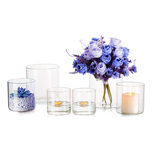 נרות צפים אגרטל זכוכית שקופה הוריקן גליל אגרטלי פרחים לעיצוב הבית חתונה ידידותית לסביבה - Product Image 5