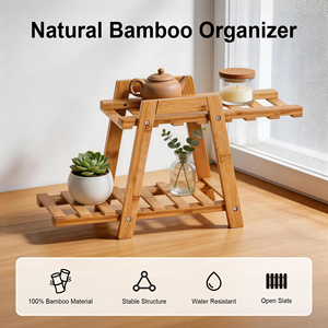 <b>Table</b> Flower <b>Plant</b> Stand Bamboo Desk Storage Rack Mini <b>Table</b> Flower <b>Plant</b> Stand - Product Image 6